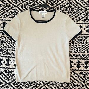 Jones New York Short Sleeve Top in Cream and Black